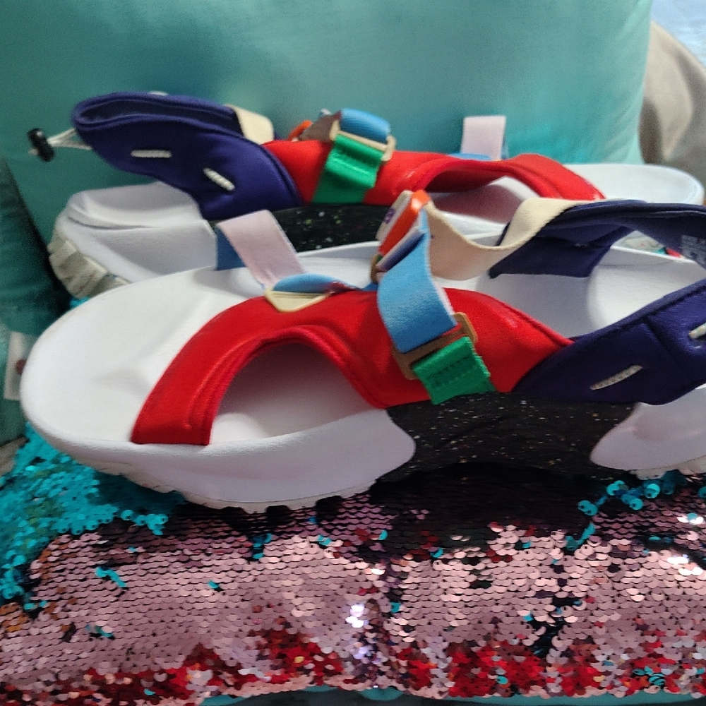 Nike Red and Blue Women's Sandals